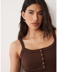ASOS - Seamless Square Neck Cami With Button Detail - Lyst