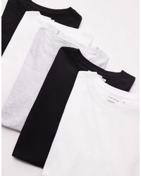 TOPMAN - Confezione da 5 t-shirt classiche nera, bianca e grigio ghiaccio mélange - Lyst