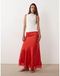 ASOS - Lace Hem Fishtail Maxi Skirt - Lyst