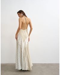 TOPSHOP - Halter Neck Lace Insert Maxi Dress - Lyst