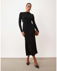 ASOS - Long Sleeve Twist Hardware Detail Midi Dress - Lyst