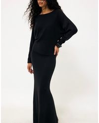 NA-KD - Knitted Jacquard Batwing Maxi Dress - Lyst
