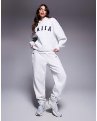 Kaiia - Cotton Blend Embroidered Logo Cuffed Trackies - Lyst