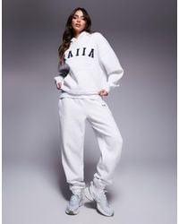 Kaiia - Cotton Blend Embroidered Logo Cuffed Trackies - Lyst