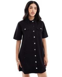 Miss Selfridge - Oversized Short Sleeve Denim Shirt Dress - Lyst