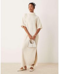 ASOS - Asod Design Fluffy Roll Neck Boxy Midi T-shirt Dress - Lyst