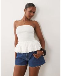 ASOS - Shirred Ruffle Hem Bandeau Top - Lyst