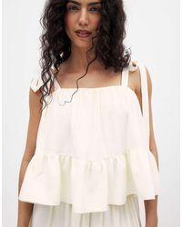 NA-KD - Tie Shoulder Ruffle Top - Lyst