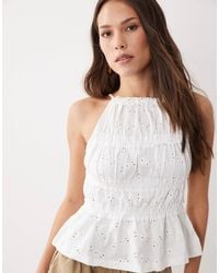 ASOS - Shirred Detail Square Neck Broderie Vest - Lyst