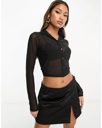 ASOS - Mesh Crop Fitted Shirt - Lyst