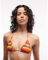I.AM.GIA - Ava Halterneck Diamante Logo Striped Bikini Top - Lyst