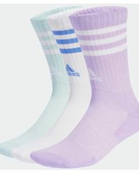 adidas Originals - Pack De 3 Pares De Calcetines Deportivos De Color Blanco, Ciruela Empolvado Y Menta Con 3 Rayas Cushioned De -Morado - Lyst