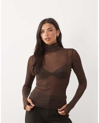 AFRM - Zadie Mesh High Neck Long Sleeve Top - Lyst