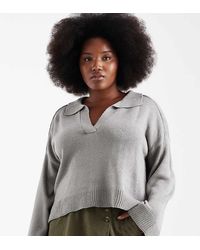 Brave Soul - Brave Soul Curve Knitted Jumper With Polo Neck And Wide Sleeve - Lyst