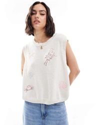 ASOS - Gebreide Tanktop Met Geborduurde Vissen En Schelpen - Lyst