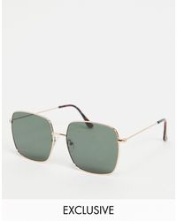 South Beach - Oversized Square Sunglasses With Frames And Green Lens - Lyst