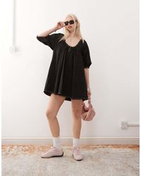 Collusion - Swing Puff Sleeve Mini Smock Dress - Lyst