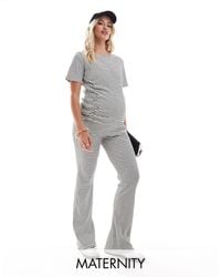 Mama.licious - Mamalicious Maternity Ribbed Over The Bump Flared Pants - Lyst