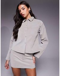 ASOS - Textured Leather Look Oversized Shirt - Lyst