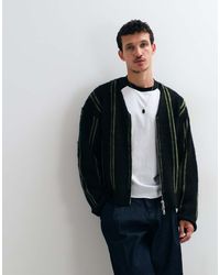 The Ragged Priest - The Ragged Prist Grit Zip Through V Neck Cardigan With And Stripe - Lyst