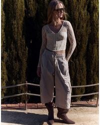 Bershka - Long Sleeve Lace Corset T-shirt - Lyst