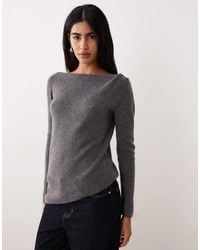Mango - Wool Mix Boat Neck Asymmetric Hem Knitted Top - Lyst