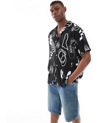 Jack & Jones - Camicia Oversize Nera Con Stampa - Lyst