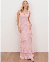 ANAYA - Floral Burnout Strappy Asymmetric Ruffle Maxi Dress - Lyst