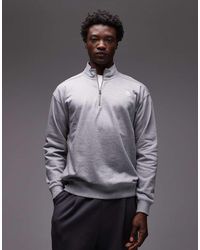 The North Face - Sudadera Gris Con Cremallera Corta Y Logo De - Lyst