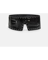 Stradivarius - Cintura Larga Nera Con Borchie E Tasca - Lyst
