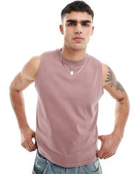 ASOS - Camiseta corta rosa empolvado holgada sin mangas con cuello redondo - Lyst