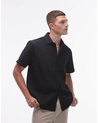 TOPMAN - Short Sleeve Button Through Plisse Shirt - Lyst