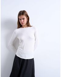 TOPSHOP - Premium Rib Long Sleeve Top - Lyst