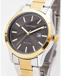 Sekonda - – taylor – analoge damenuhr mit rundem 34-mm-gehäuse aus zweifarbiger legierung, armband aus edelstahl - Lyst