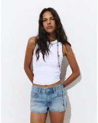 Pull&Bear - Low-rise Denim Shorts - Lyst
