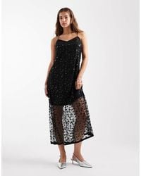 Object - Maxi Cami-Jurk Met Bloemen Lovertjes - Lyst