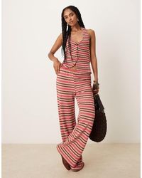 ASOS - Broek Met Wijde Pijpen En Strepen, Deel Van Co-Ord Set - Lyst