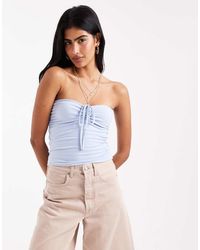 Hollister - Tie Front Halterneck Tube Top - Lyst