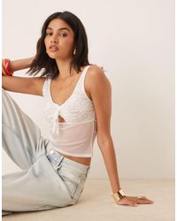 ASOS - Mesh Cami Top With Lace Detail - Lyst