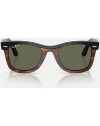 Ray-Ban - Gafas De Sol Negras Y Marrón Efecto Carey Cuadradas Con Lentes Verdes Polarizadas Wayfarer Street Neat De -Negro - Lyst
