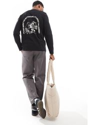 Farah - Camiseta Negra De Manga Larga Con Estampado En El Pecho Y La Espalda Grays De - Lyst