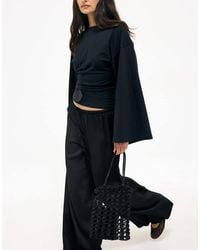 NA-KD - Soft Cotton Wide Sleeve Jersey Top - Lyst