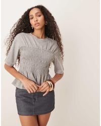 ASOS - Camiseta Gris Jaspeado Con Cintura Fruncida De - Lyst