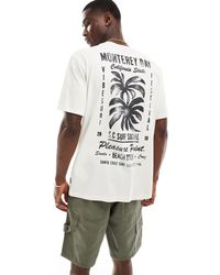 Only & Sons - T-shirt comoda bianco sporco con stampa di palme sul retro - Lyst