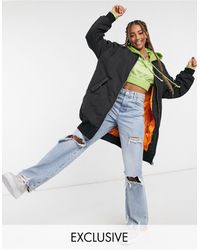 Collusion Oversized Ma1 Longline Bomber Jacket - Black