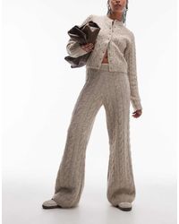 TOPSHOP - Knitted Fluffy Cable Trouser - Lyst