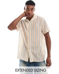 ASOS - Boxy Relaxed Revere Striped Shirt - Lyst