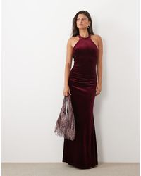 TFNC London - Velvet High Neck Racer Maxi Dress - Lyst