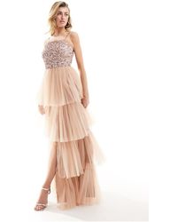 Beauut - Bridesmaid Strapless Embellished Tiered Maxi Dress - Lyst