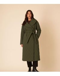 Nobody's Child - Longline Tie Waist Quilted Puffer Coat - Lyst